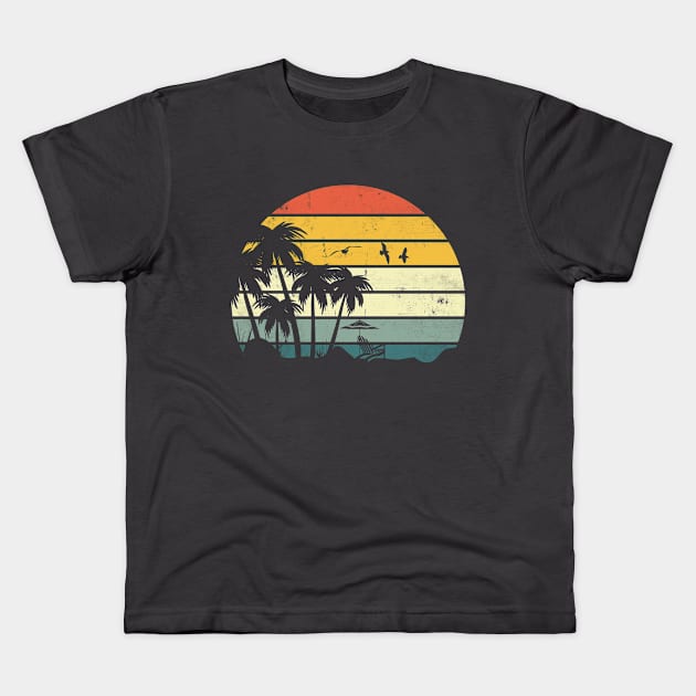 Palm Tree Tropical Beach Kids T-Shirt by Gtrx20
